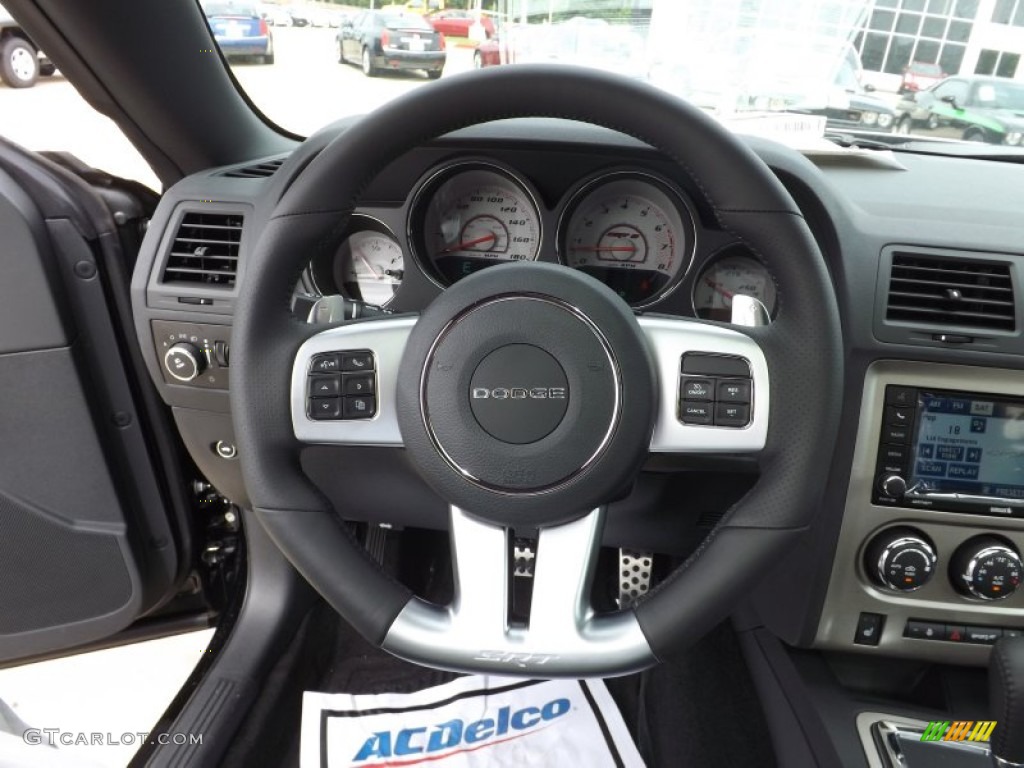 2012 Dodge Challenger SRT8 392 Dark Slate Gray Steering Wheel Photo #67439572