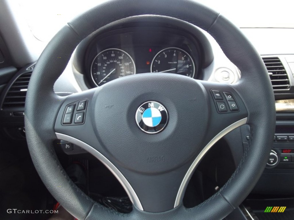 2011 BMW 1 Series 128i Coupe Black Steering Wheel Photo #67444890