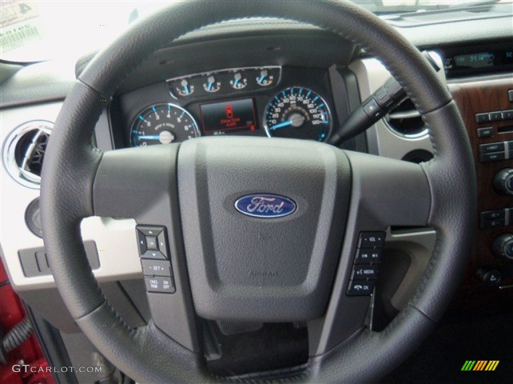 2012 Ford F150 Lariat SuperCab Black Steering Wheel Photo #67448505
