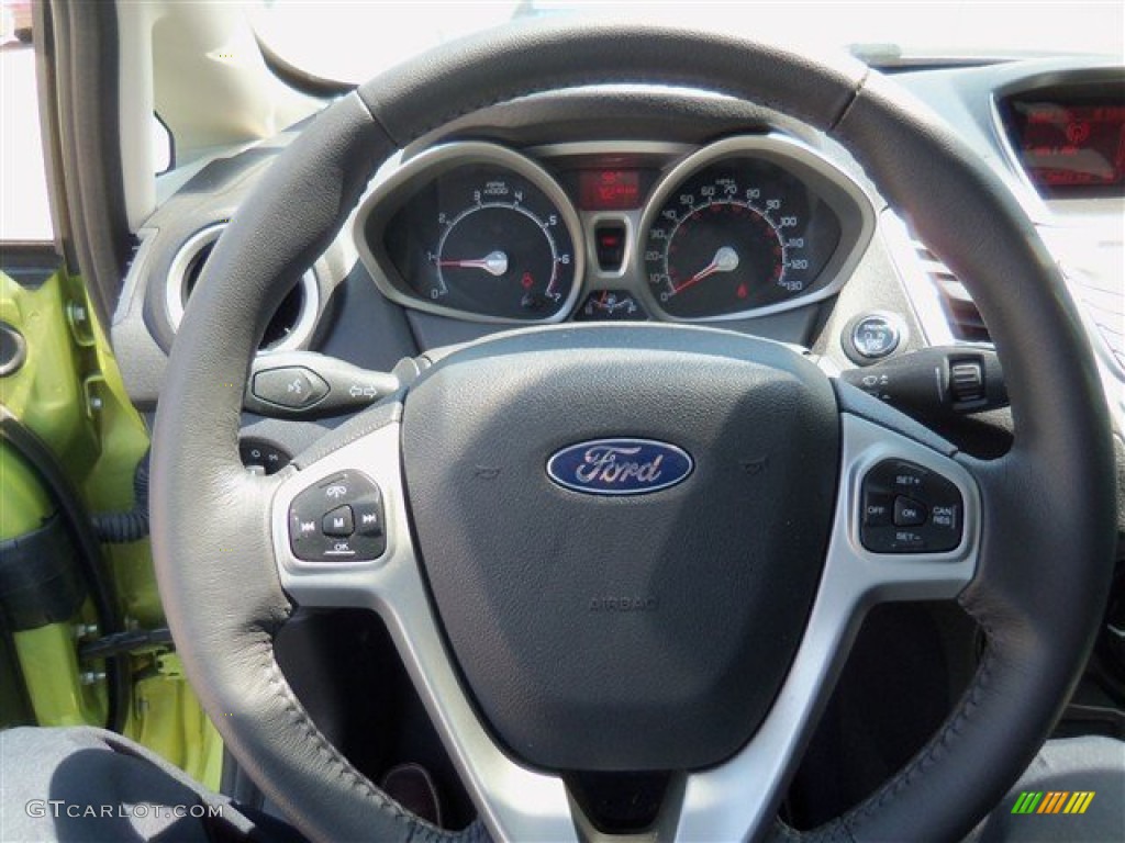 2012 Ford Fiesta SES Hatchback Charcoal Black Steering Wheel Photo #67450428