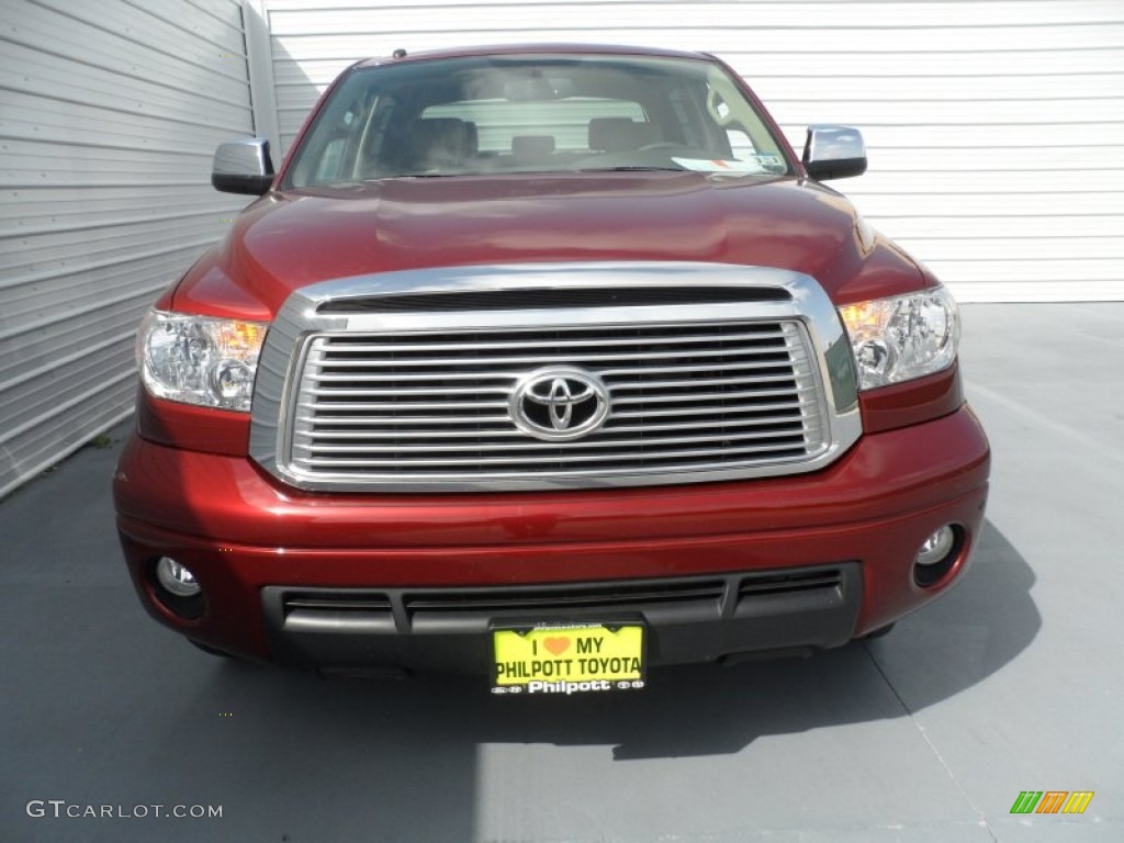 2010 Tundra Limited CrewMax - Salsa Red Pearl / Sand Beige photo #7