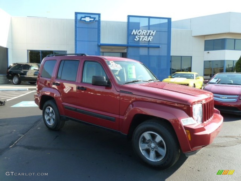 2008 Liberty Sport 4x4 - Inferno Red Crystal Pearl / Pastel Pebble Beige photo #1