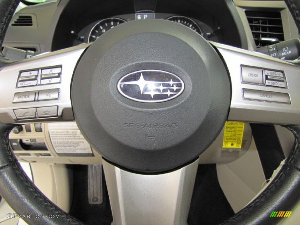 2011 Subaru Outback 2.5i Limited Wagon Warm Ivory Steering Wheel Photo #67466917