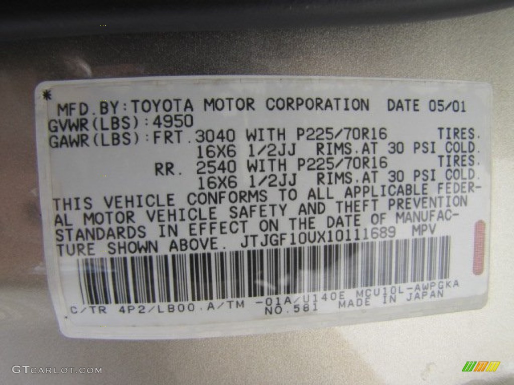 2001 RX 300 - Burnished Gold Metallic / Ivory photo #50