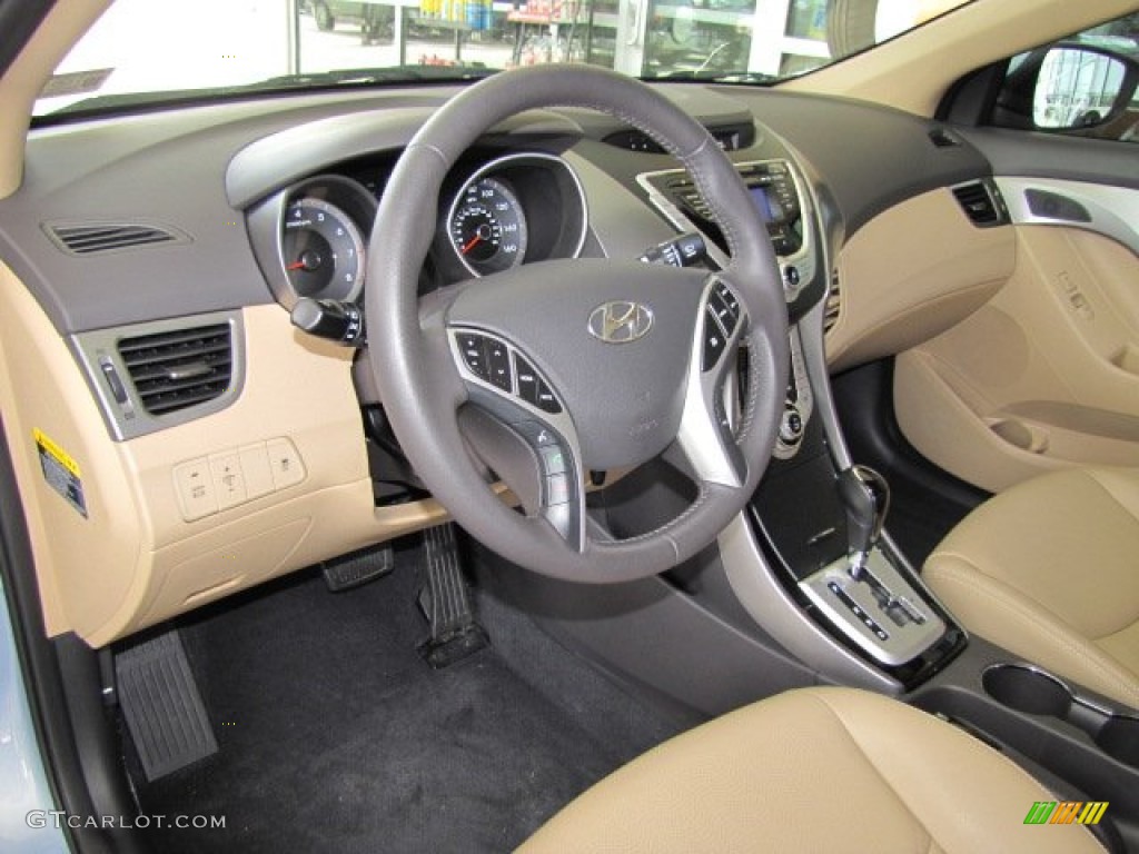 2012 Hyundai Elantra Limited Beige Steering Wheel Photo #67468762