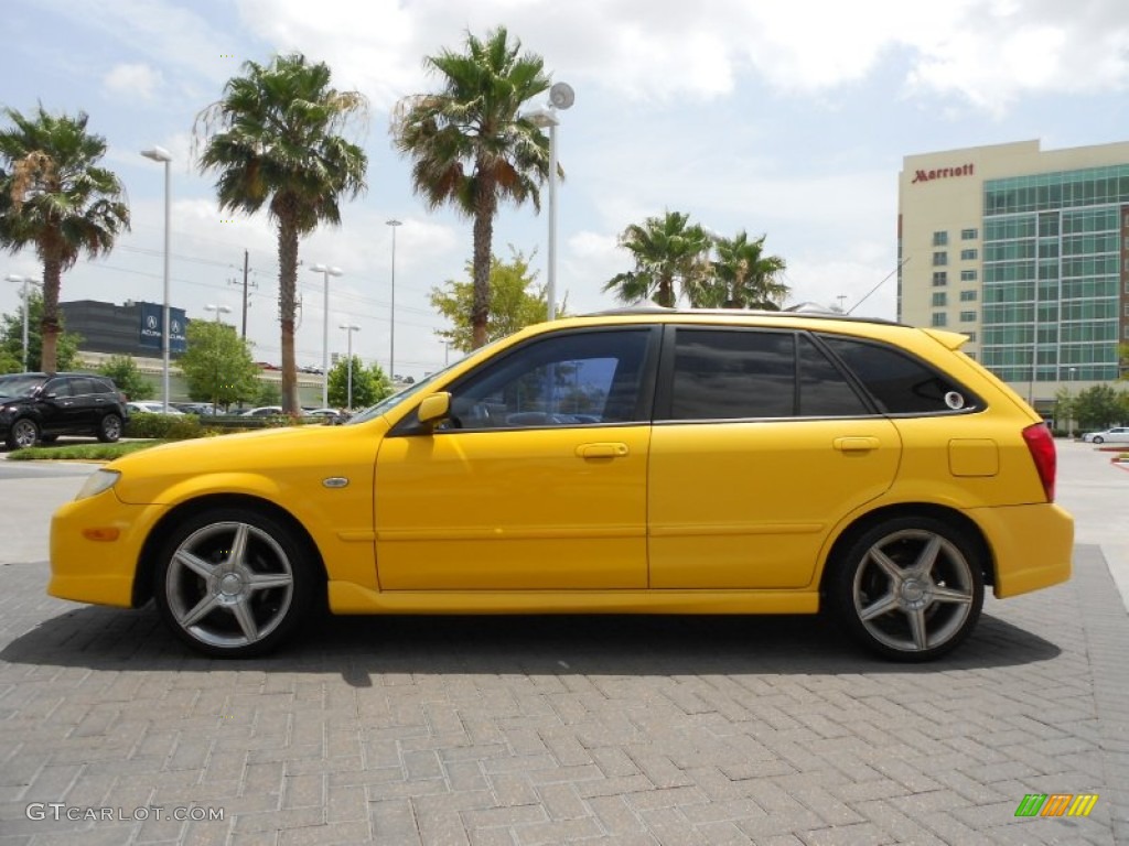 2003 Protege 5 Wagon - Vivid Yellow / Off Black photo #4