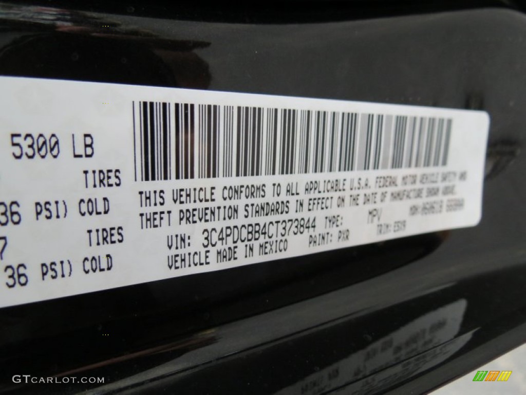 2012 Journey SXT - Brilliant Black Crystal Pearl / Black photo #12