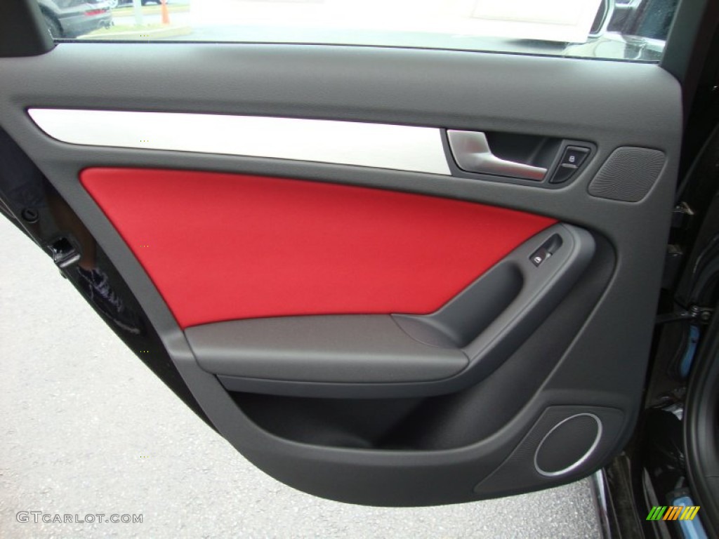 2010 Audi S4 3.0 quattro Sedan Black/Red Door Panel Photo #67481608