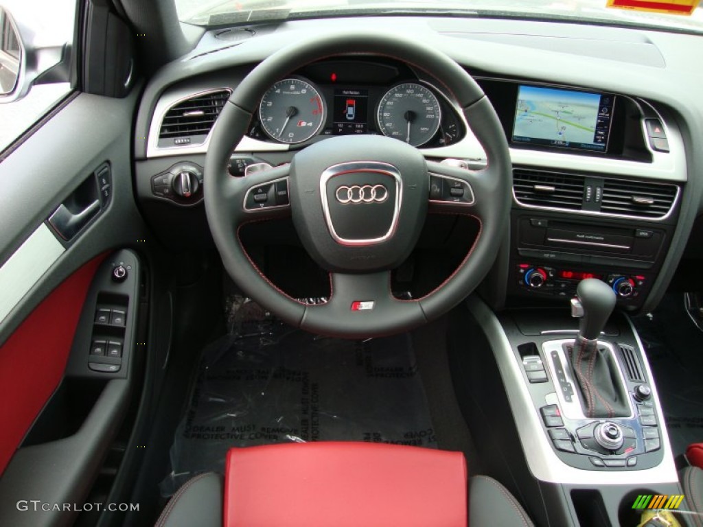 2010 Audi S4 3.0 quattro Sedan Black/Red Steering Wheel Photo #67481632