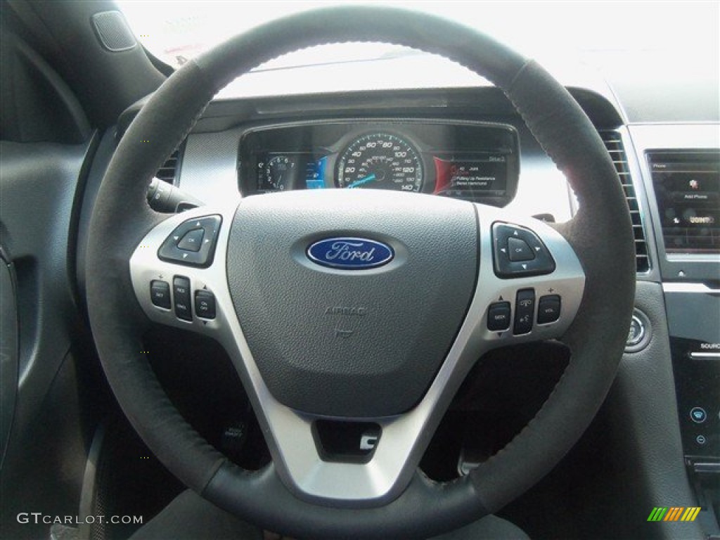 2013 Ford Taurus SHO AWD SHO Charcoal Black/Mayan Gray Miko Suede Steering Wheel Photo #67487491