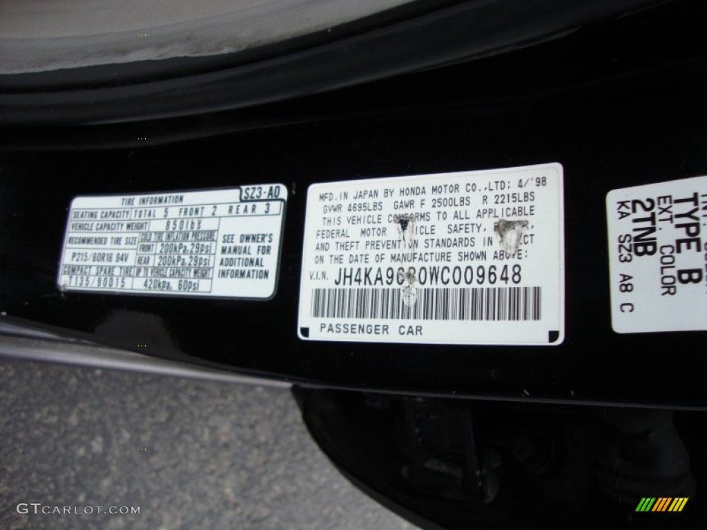 1998 Acura RL 3.5 Sedan Info Tag Photo #67489798