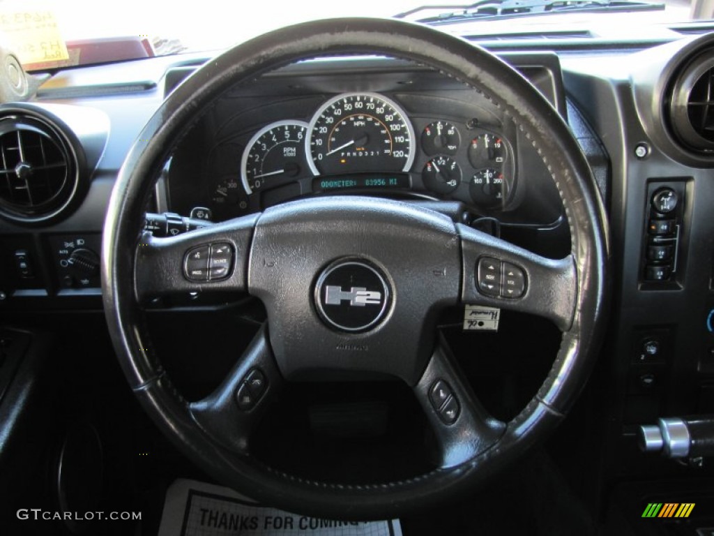 2006 Hummer H2 SUT Ebony Steering Wheel Photo #67491925