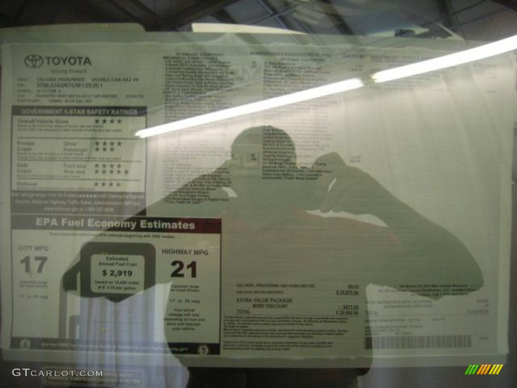 2012 Tacoma V6 Prerunner Double Cab - Magnetic Gray Mica / Graphite photo #6