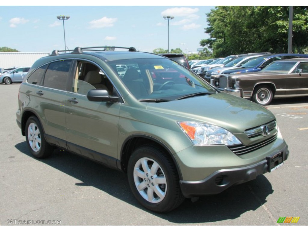 2009 CR-V EX 4WD - Green Tea Metallic / Ivory photo #3
