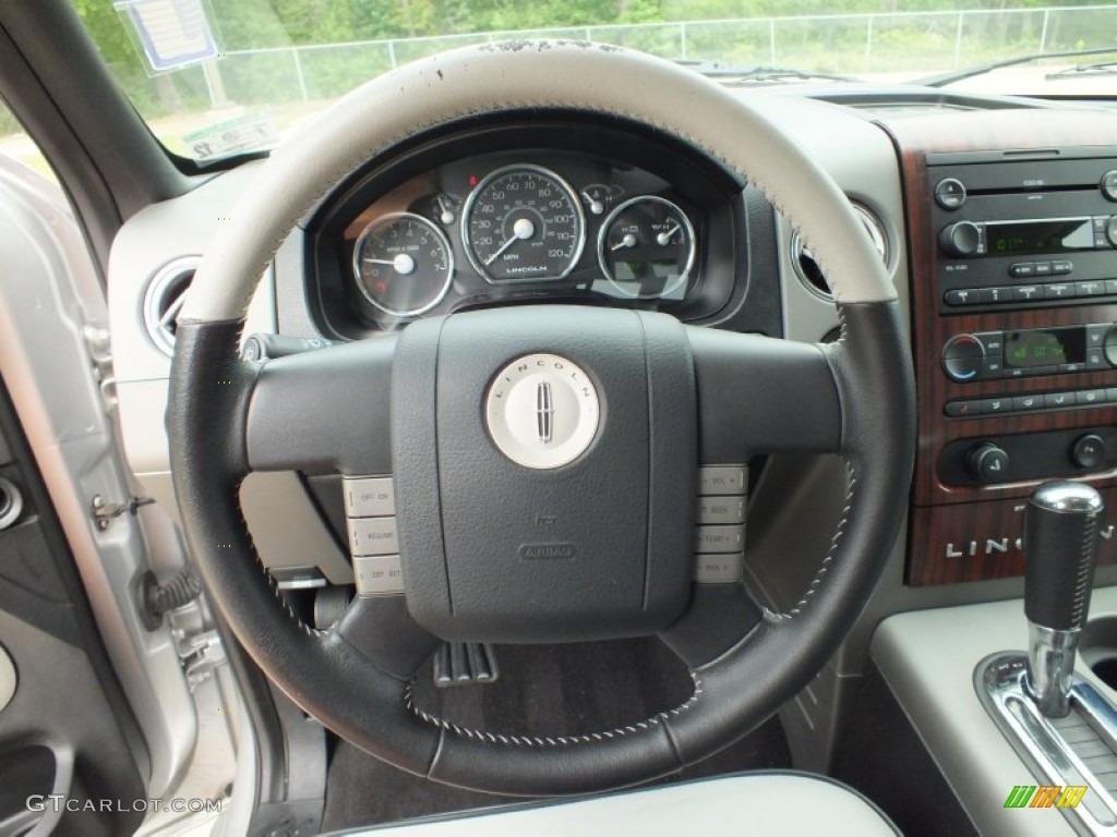 2006 Lincoln Mark LT SuperCrew Dove Grey Steering Wheel Photo #67502012