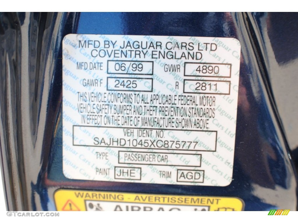 1999 XJ Color Code JHE for Sapphire Blue Metallic Photo #67502246
