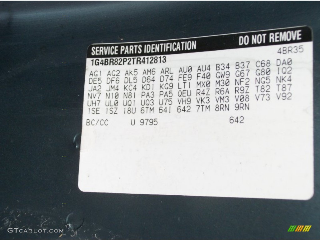 1996 Roadmaster Color Code 9795 for Dark Green Gray Metallic Photo #67503452