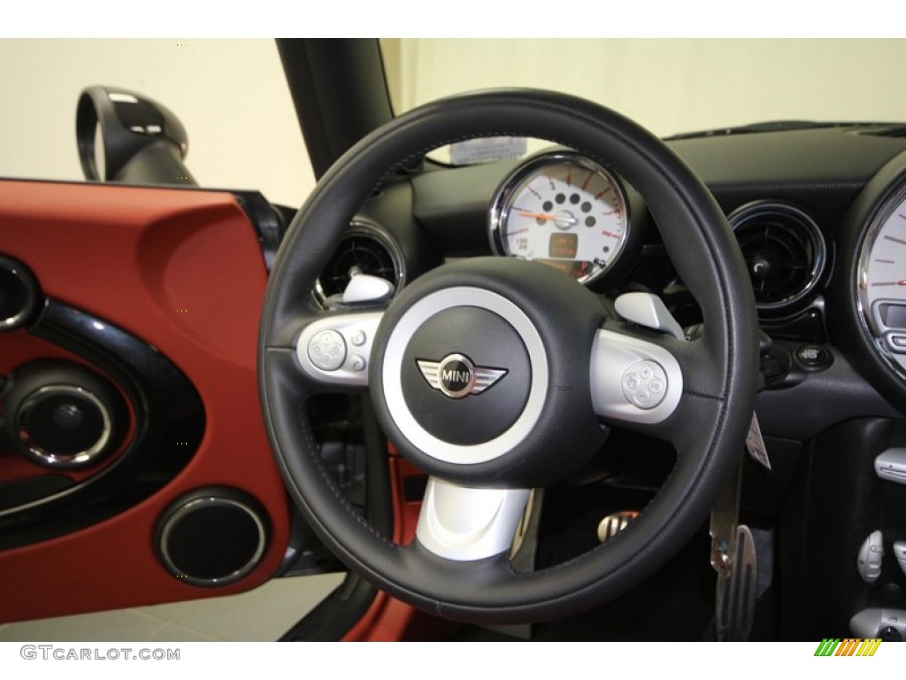 2010 Mini Cooper S Hardtop Lounge Redwood Leather Steering Wheel Photo #67503899