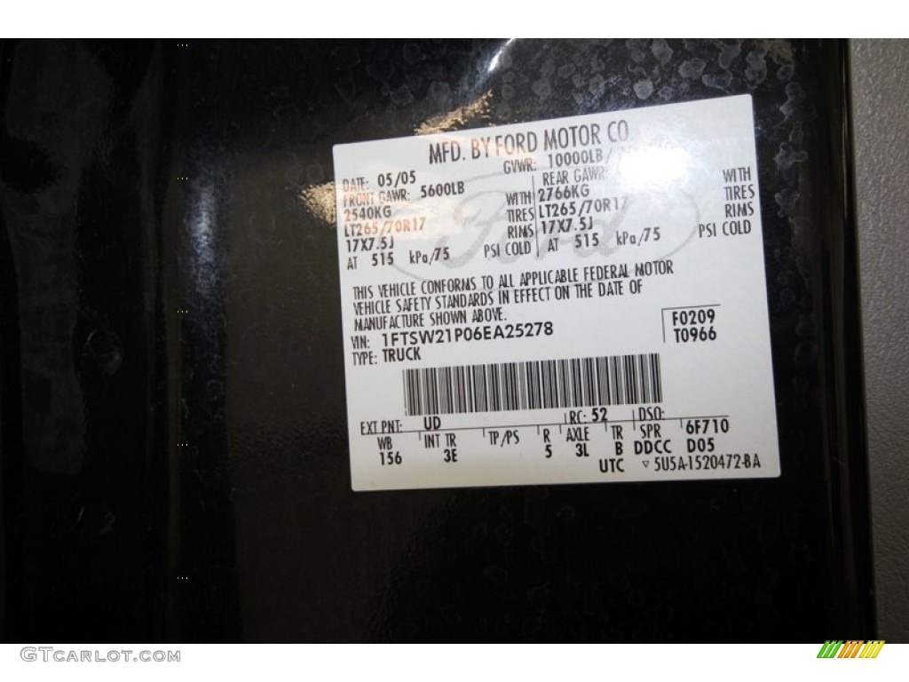 2006 F250 Super Duty Color Code UD for Black Photo #67507538