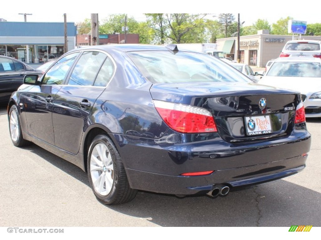 2009 5 Series 535xi Sedan - Monaco Blue Metallic / Natural Brown Dakota Leather photo #7