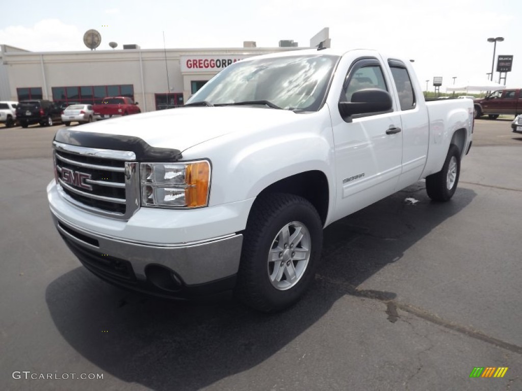 2012 Sierra 1500 SLE Extended Cab 4x4 - Summit White / Very Dark Cashmere/Light Cashmere photo #1