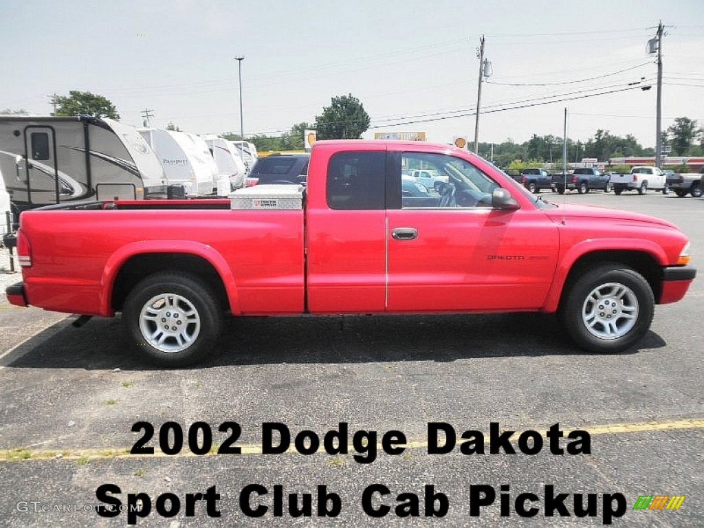 2002 Dakota Sport Club Cab - Flame Red / Dark Slate Gray photo #1