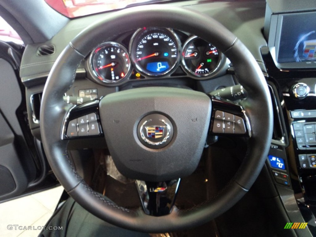 2012 Cadillac CTS -V Coupe Ebony/Ebony Steering Wheel Photo #67521506