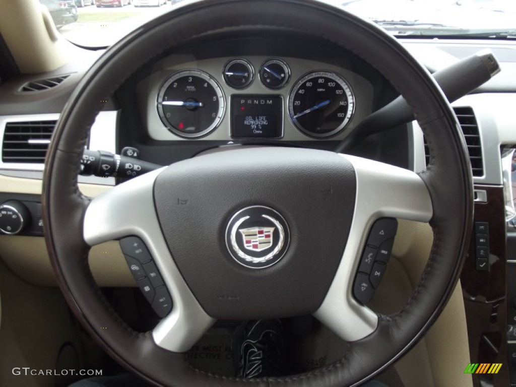 2013 Cadillac Escalade Luxury Cashmere/Cocoa Steering Wheel Photo #67522085