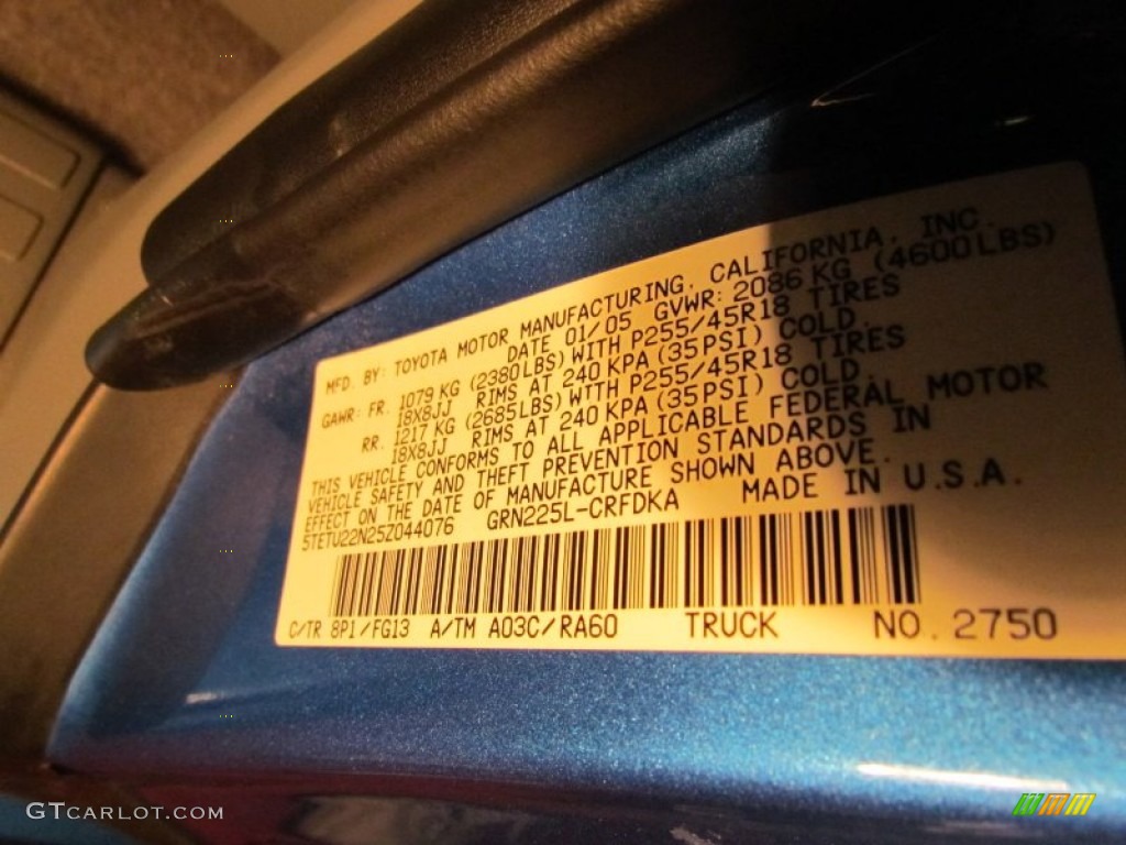 2005 Tacoma Color Code 8P1 for Speedway Blue Photo #67542465