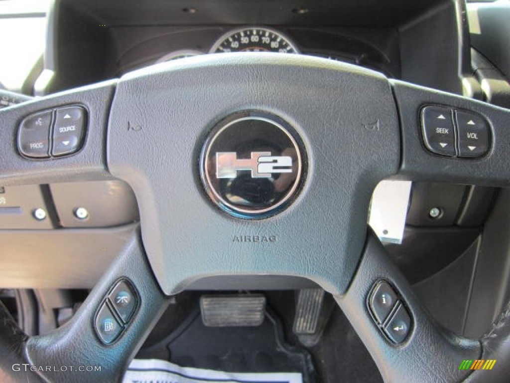 2007 Hummer H2 SUV Ebony Black Steering Wheel Photo #67545759