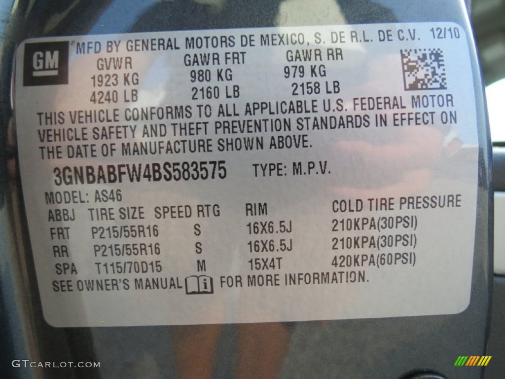 2011 HHR LT - Cyber Gray Metallic / Ebony photo #26