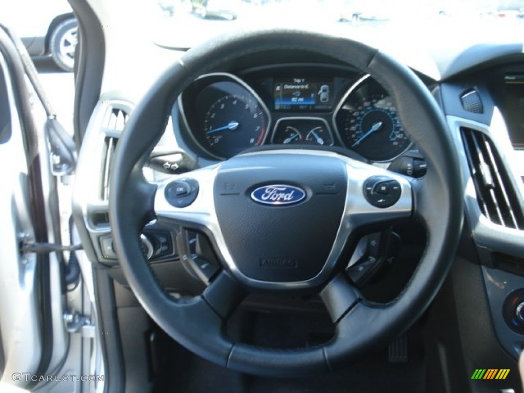 2012 Ford Focus Titanium 5-Door Charcoal Black Leather Steering Wheel Photo #67549272