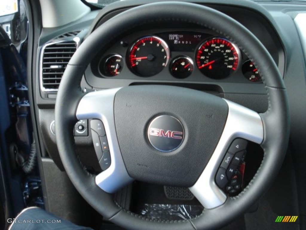 2012 GMC Acadia SLE Ebony Steering Wheel Photo #67552758
