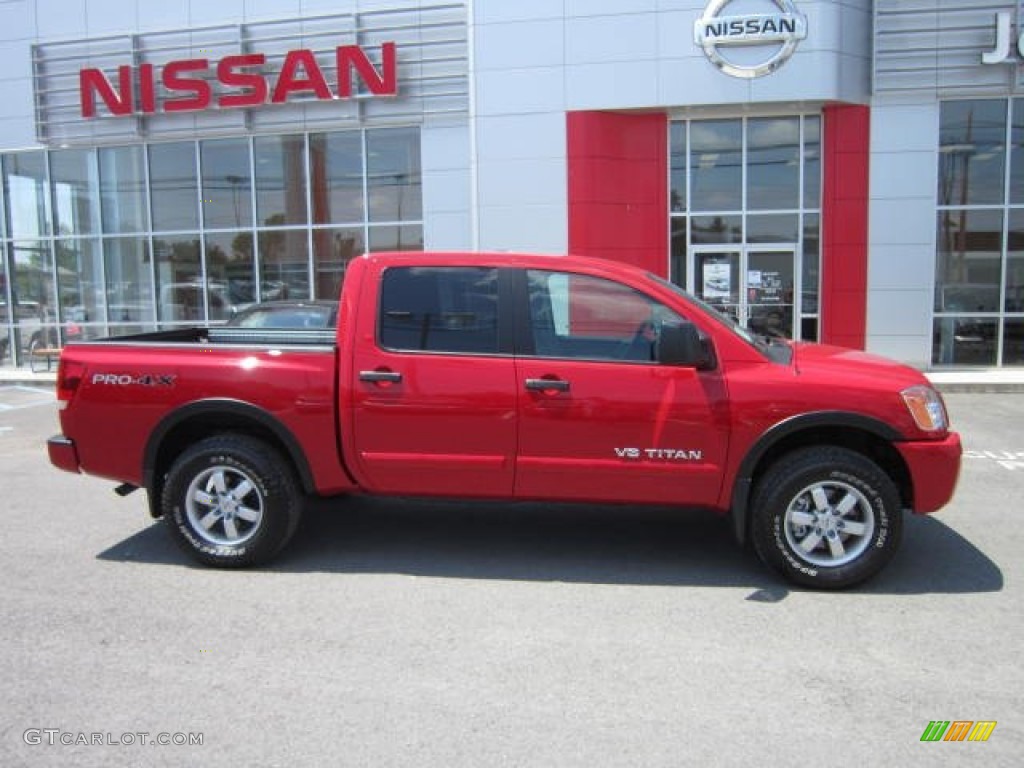 Red Alert 2012 Nissan Titan Pro-4X Crew Cab 4x4 Exterior Photo #67558275