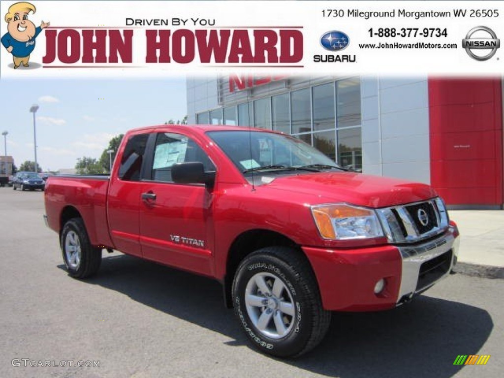 2012 Titan SV King Cab 4x4 - Red Alert / Almond photo #1