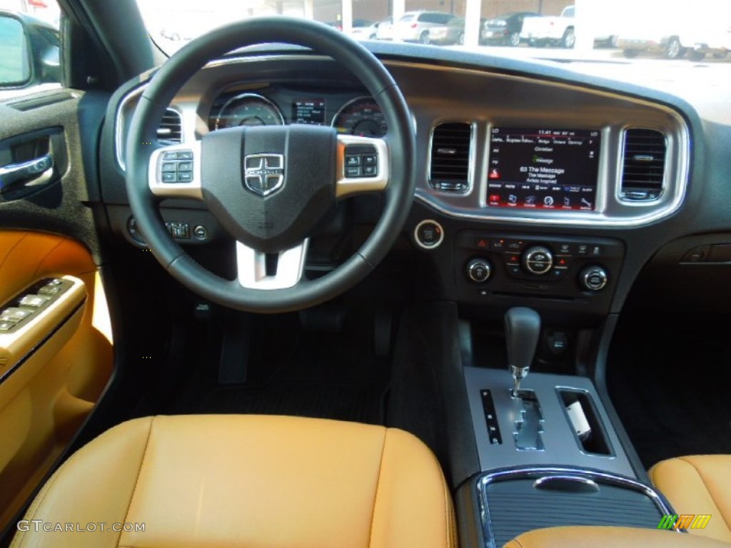 2012 Dodge Charger R/T Plus Tan/Black Dashboard Photo #67561830