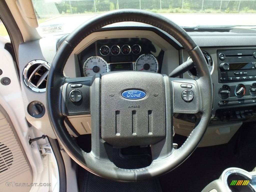 2008 Ford F250 Super Duty FX4 Crew Cab 4x4 Medium Stone Steering Wheel Photo #67567331