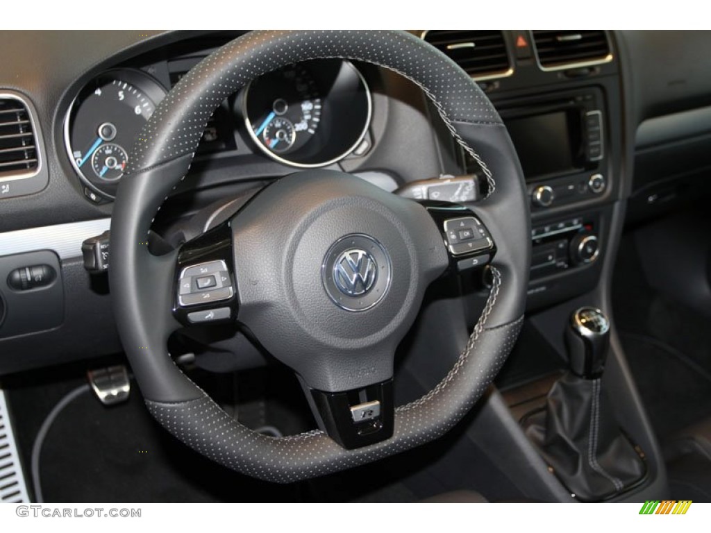 2012 Volkswagen Golf R 4 Door 4Motion R Titan Black Leather Steering Wheel Photo #67569625
