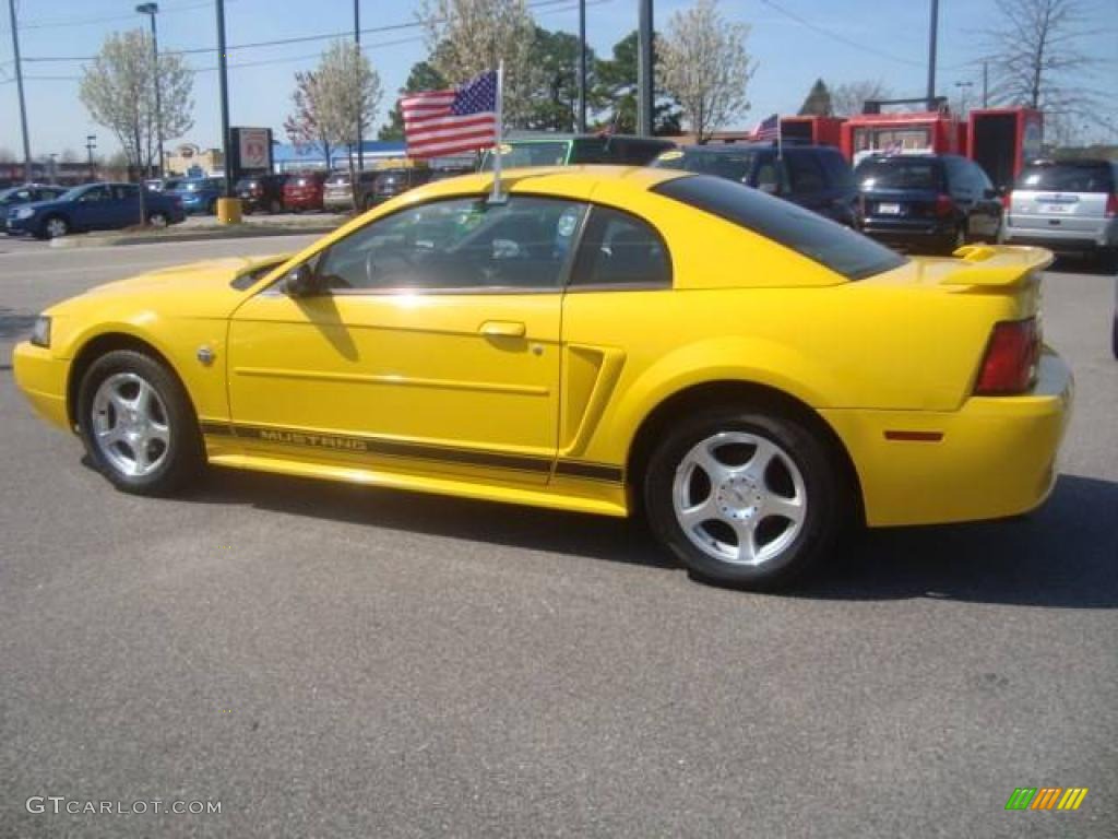2004 Mustang V6 Coupe - Screaming Yellow / Dark Charcoal photo #2