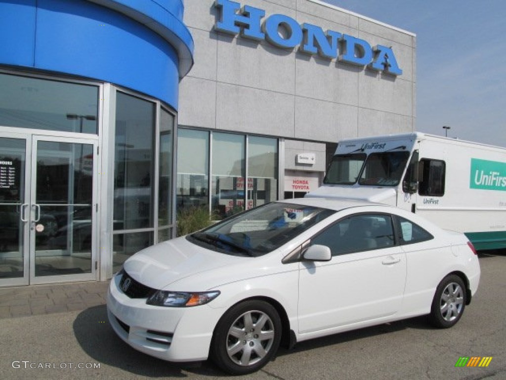 2009 Civic LX Coupe - Taffeta White / Gray photo #1