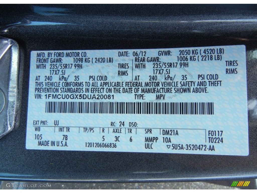 2013 Escape Color Code UJ for Sterling Gray Metallic Photo #67588348