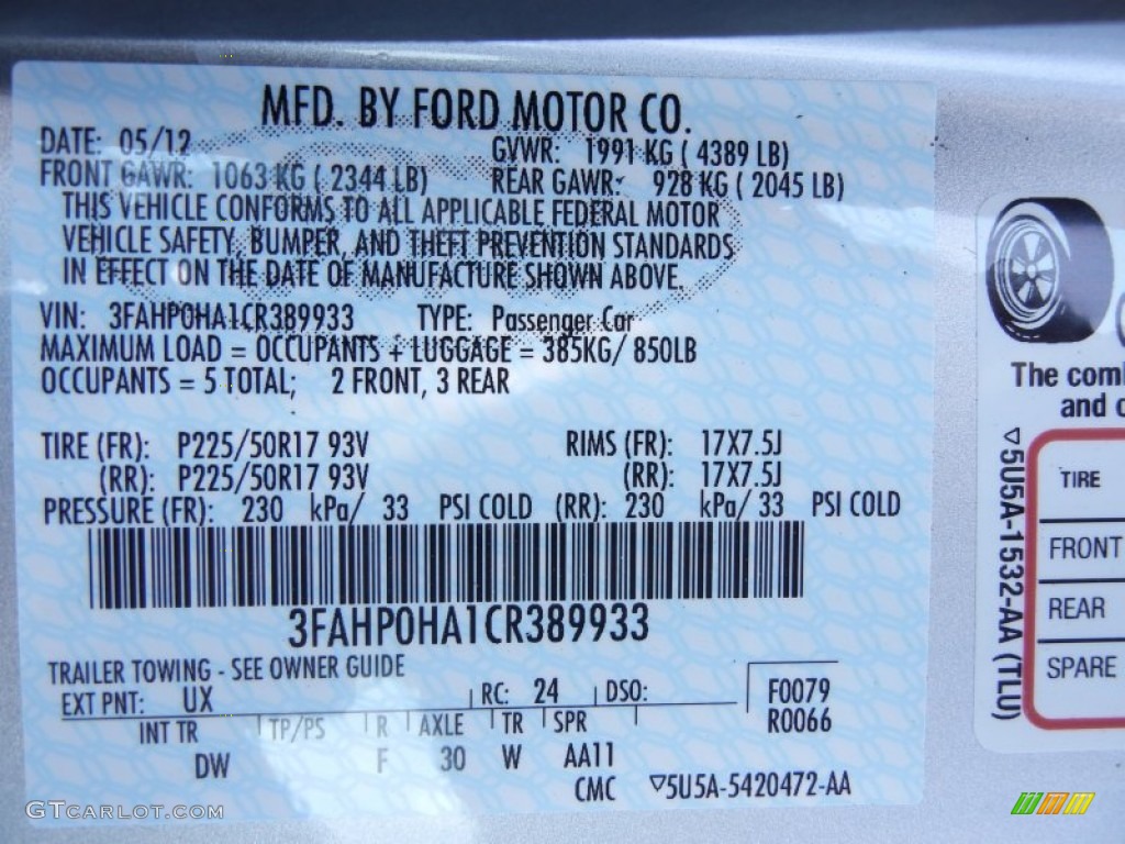 2012 Fusion SE - Ingot Silver Metallic / Charcoal Black photo #13