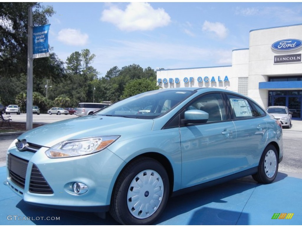 2012 Focus SE SFE Sedan - Frosted Glass Metallic / Stone photo #1