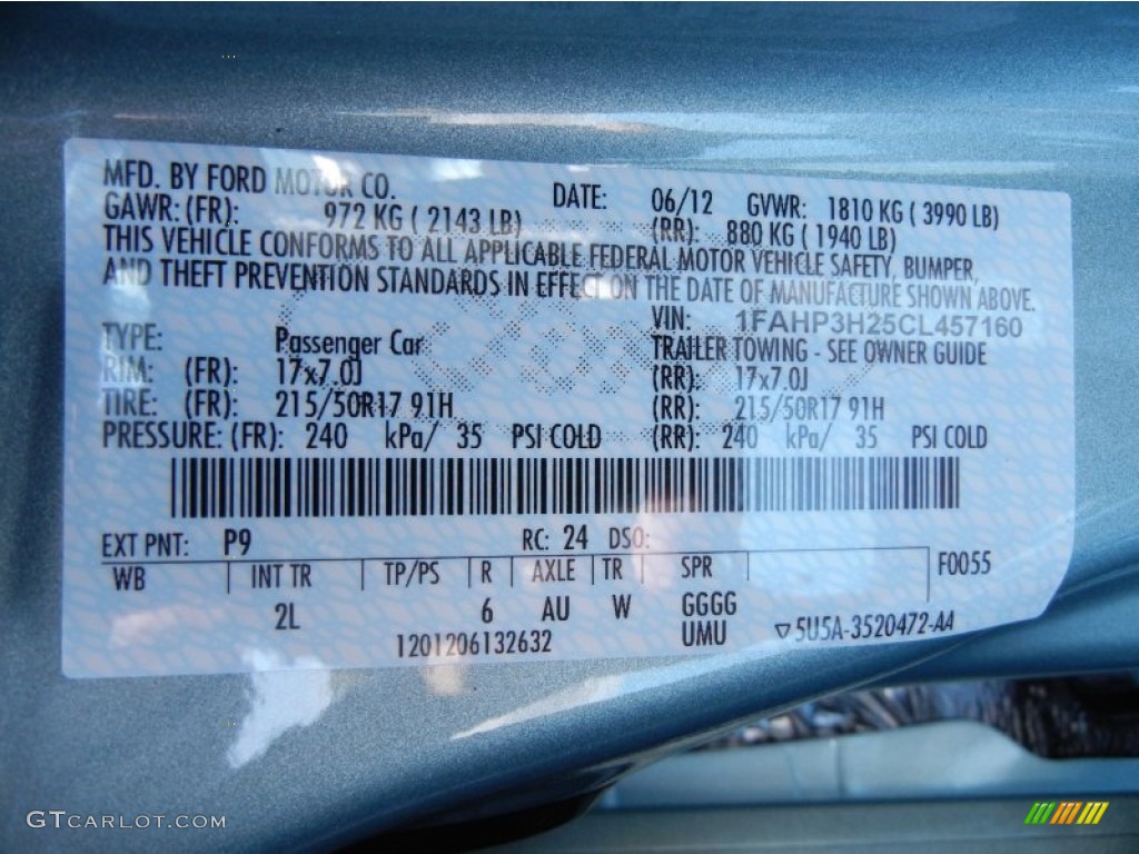 2012 Focus Color Code P9 for Frosted Glass Metallic Photo #67599819