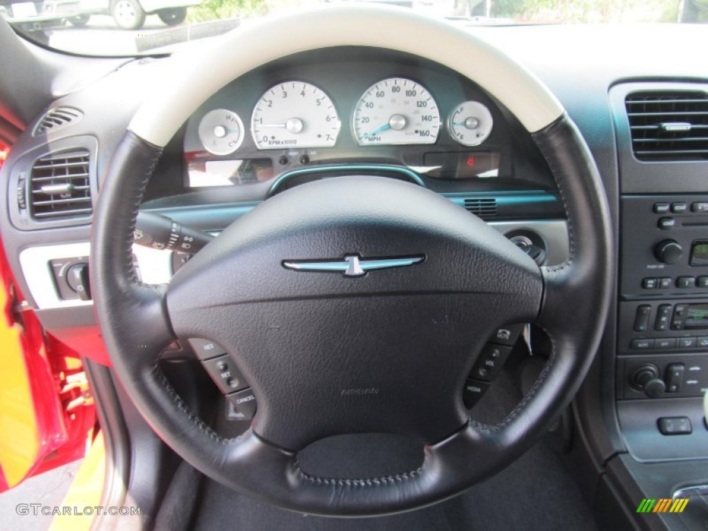 2003 Ford Thunderbird Premium Roadster Black Ink/Whisper White Steering Wheel Photo #67604001