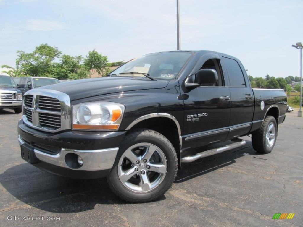 2006 Ram 1500 SLT Quad Cab 4x4 - Brilliant Black Crystal Pearl / Khaki Beige photo #1