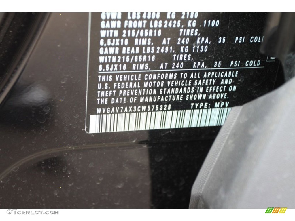 2012 Tiguan LE - Deep Black Metallic / Beige photo #28