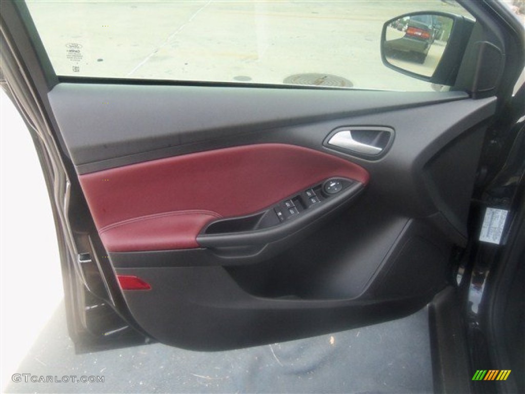 2012 Ford Focus SEL Sedan Tuscany Red Leather Door Panel Photo #67609491