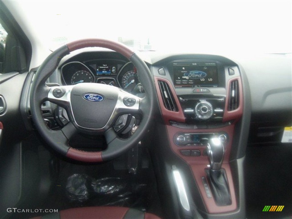 2012 Ford Focus SEL Sedan Tuscany Red Leather Dashboard Photo #67609536