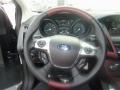 Tuscany Red Leather 2012 Ford Focus SEL Sedan Steering Wheel